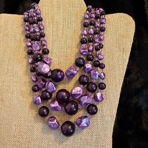 Vintage Purple Multi-Strand Necklace & Oops A Daisy 🌼 Purple Beaded Necklace